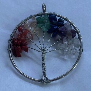 7 Chakra Stone Tree of Life Handmade Wire Wrapped  Pendants Gemstone Medal